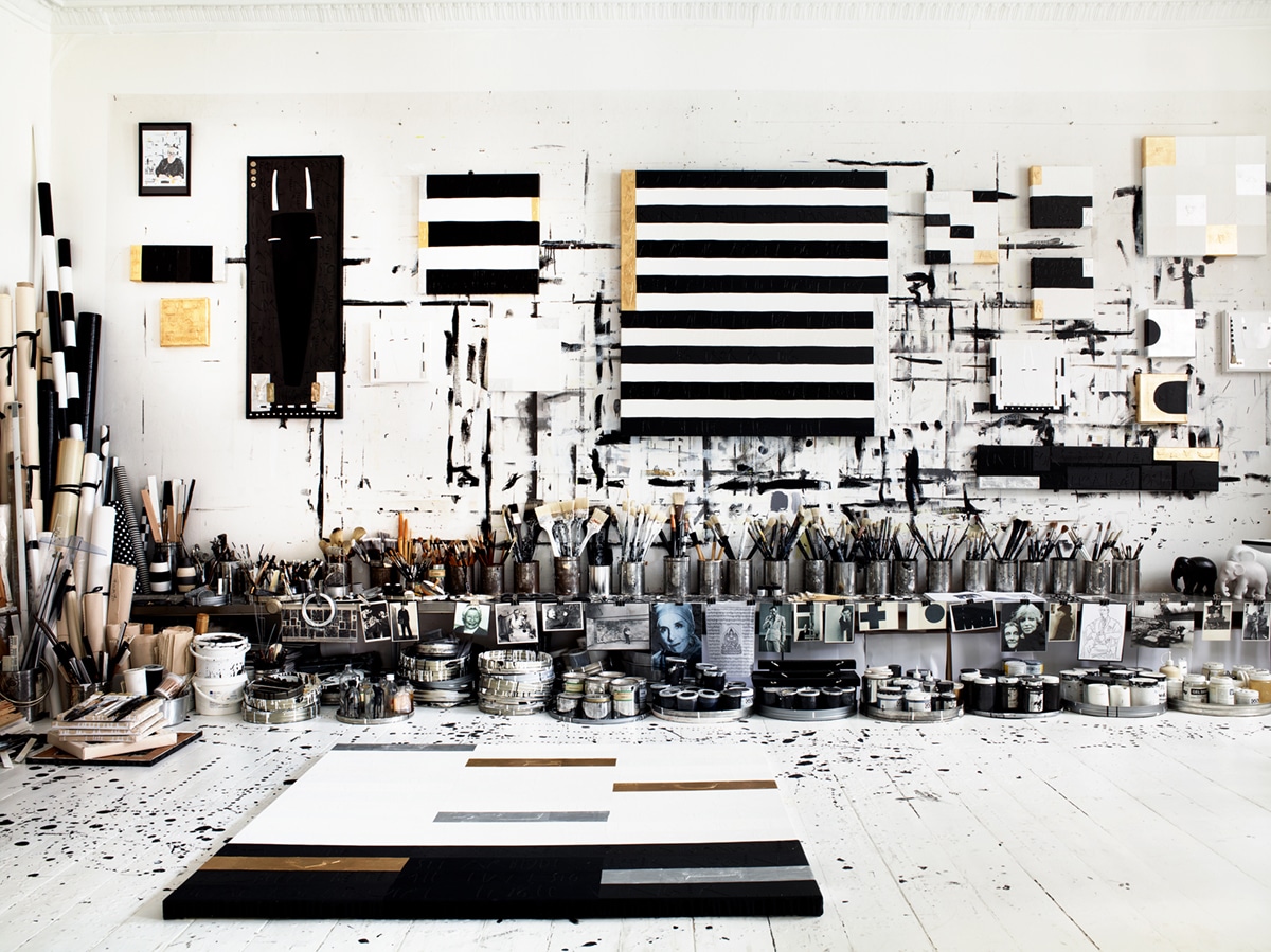 creative art studio in black and white tenka gammelgaard | via coco kelley