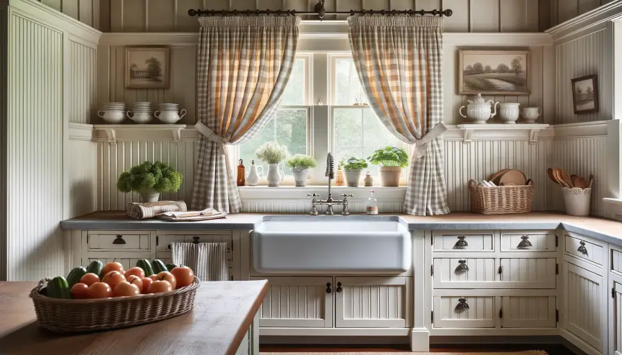 Gingham Curtains and Farmhouse Sinks