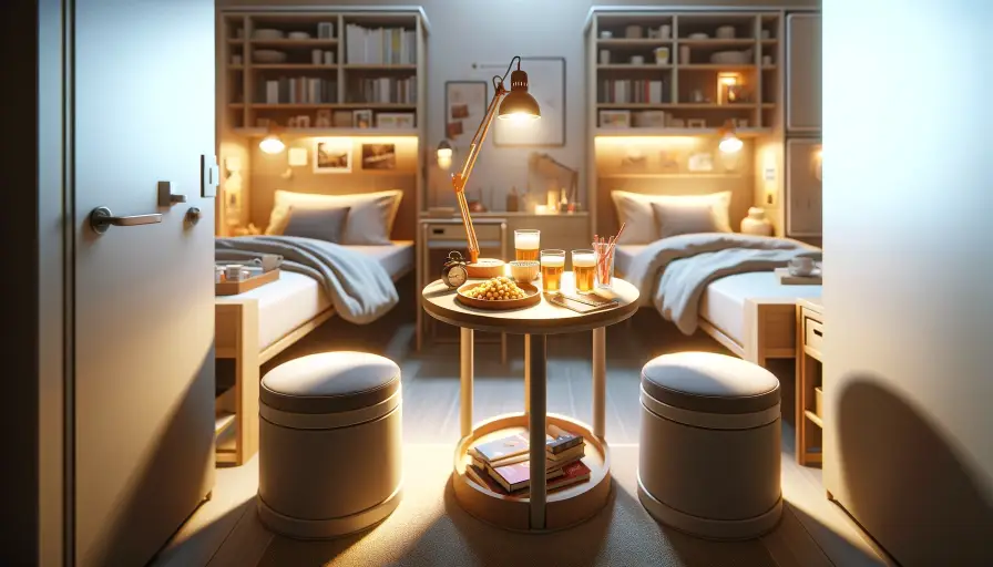 small round tables in dorm