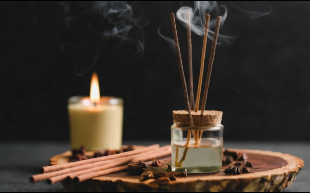 candles and incense that brighten up the place