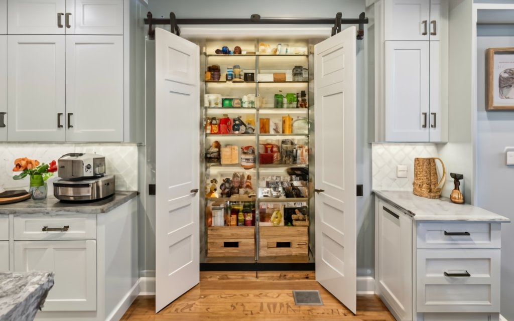 secret walk-in pantry in ranch house
