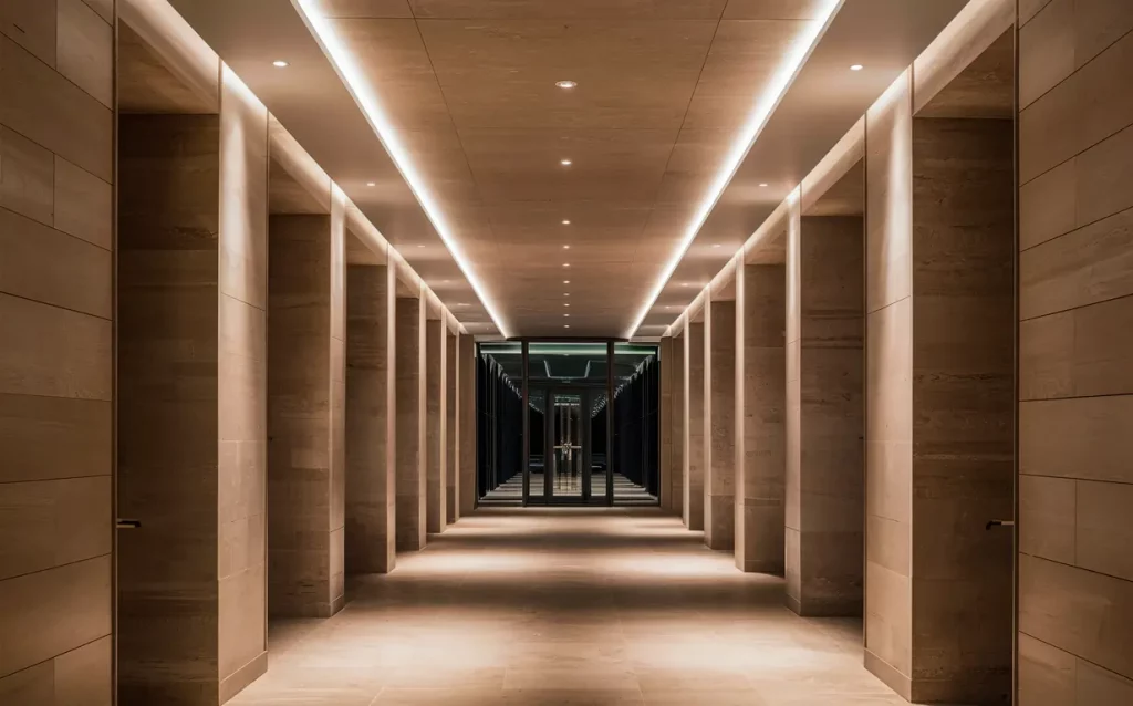 Cove lighting creating a visually calming effect