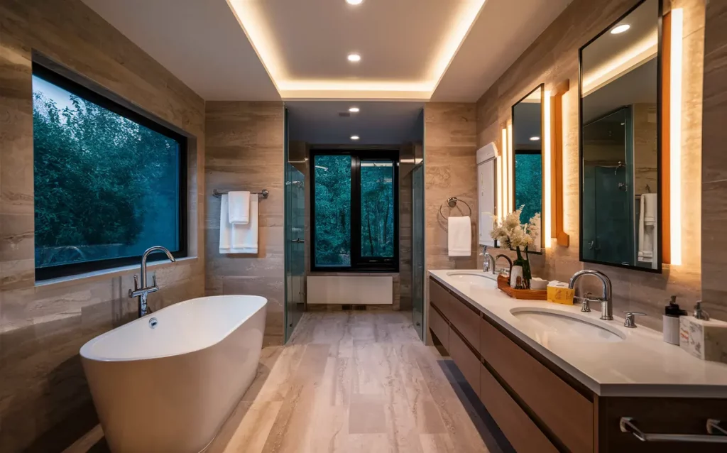 The cove lighting create inviting atmosphere.