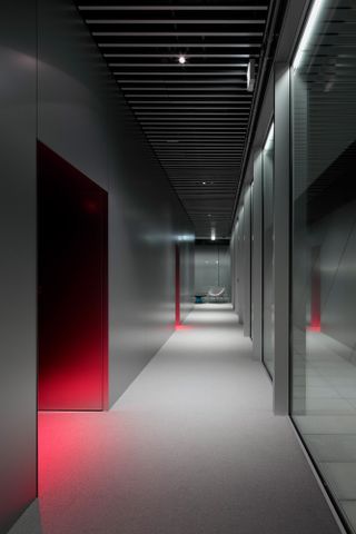 Monospinal japanese gaming company's hq minimalist interior