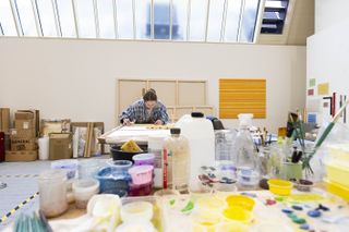 royal academy schools studio space interior with art in progress