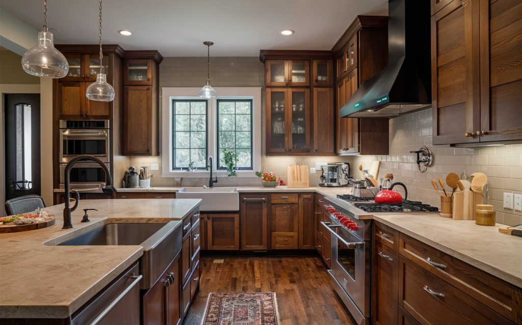 A clean and organized kitchen with plenty of counter space