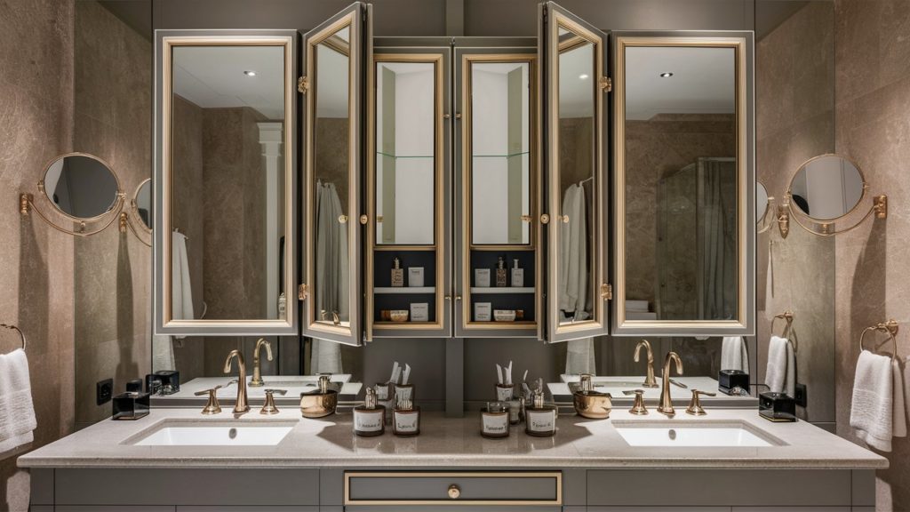 A spacious bathroom with double sinks and plenty of counter space.