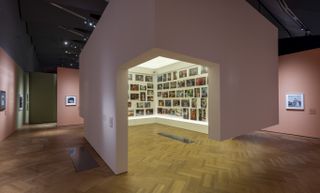 pink walls in a gallery