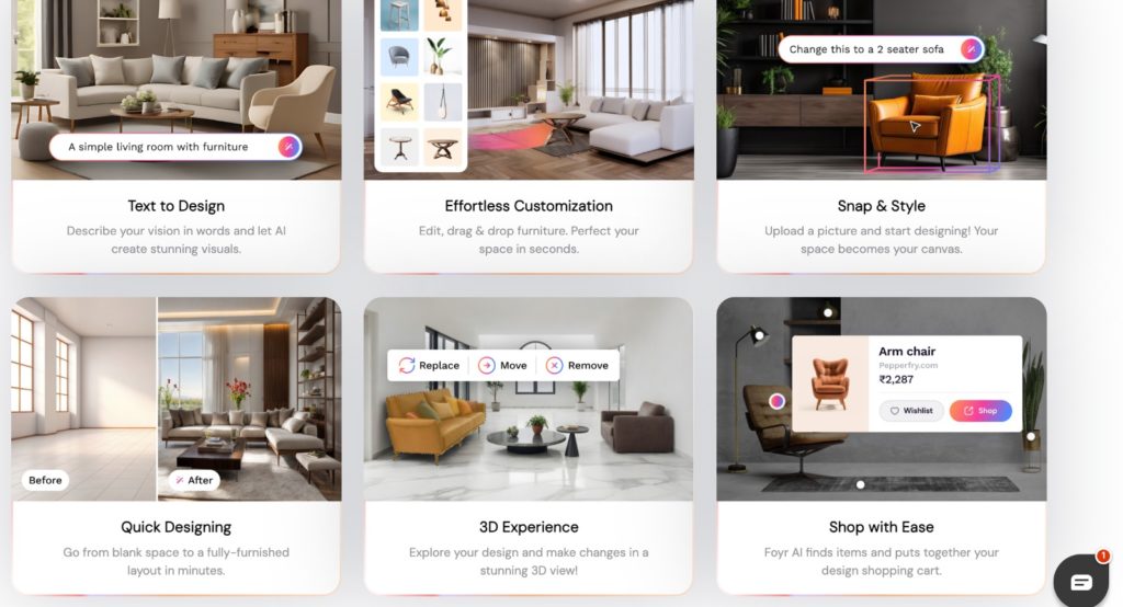 Features of Foyr Ideate AI interior design generator