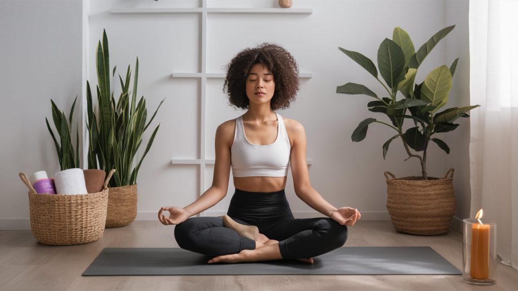 Meditation room with large windows for natural light.