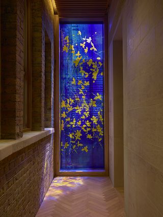 Westminster coroner's court with abstract forms added to the historic fabric and colourful stained glass