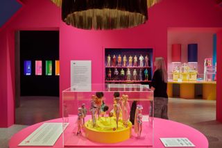 Exhibition view of Barbie at the Design Museum, London