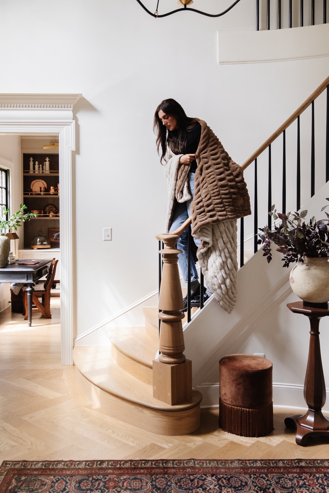 Chris Loves Julia | Julia wrapped in a new CLJ x Lola Blankets color A La Mode