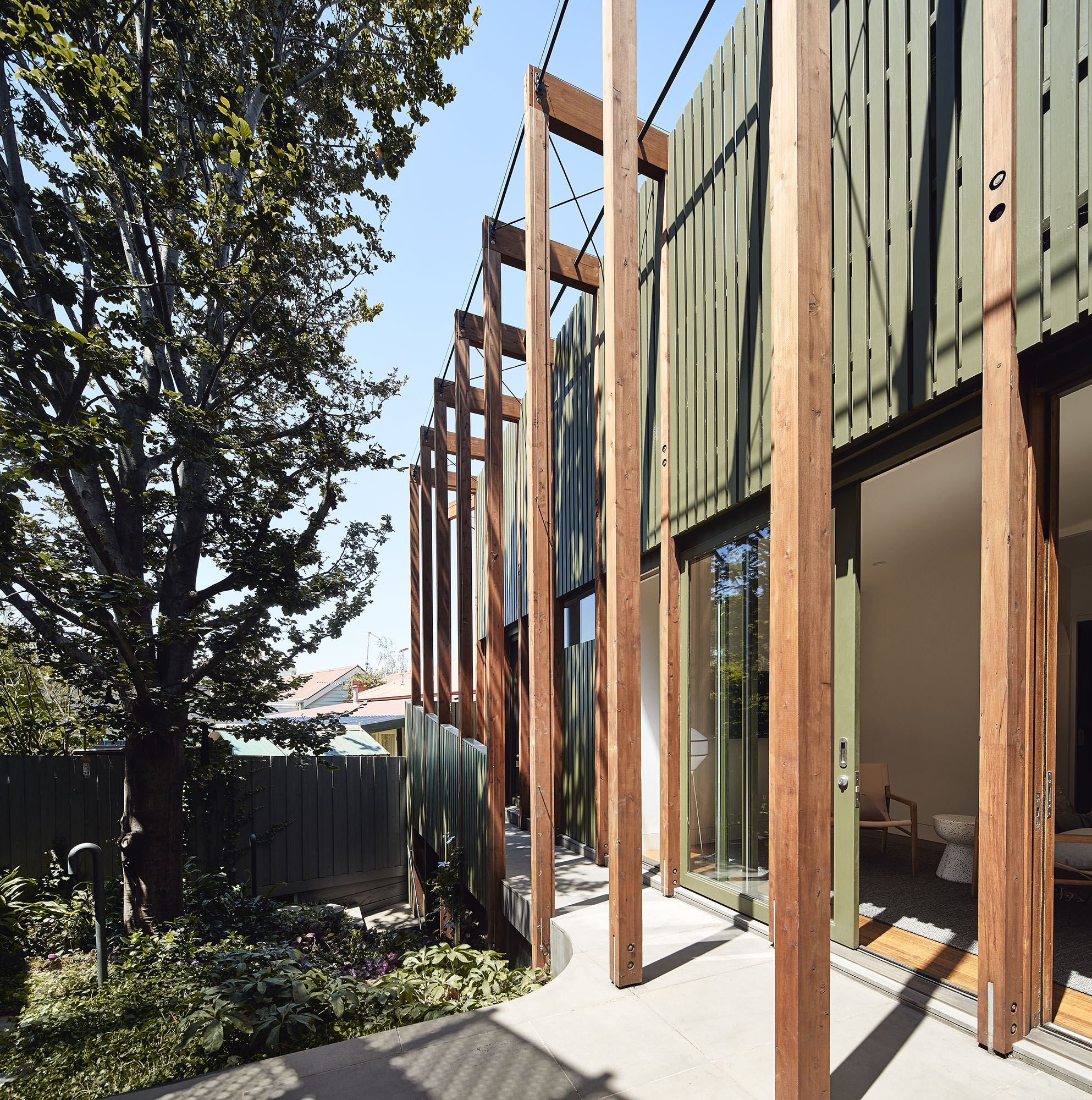 The new house is encircled by a walkway