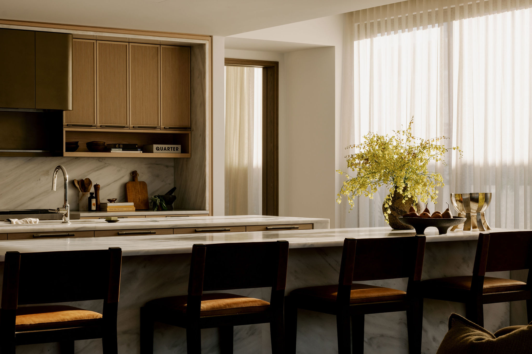 Rosewood Residences in Beverly Hills interiors in moody soft light