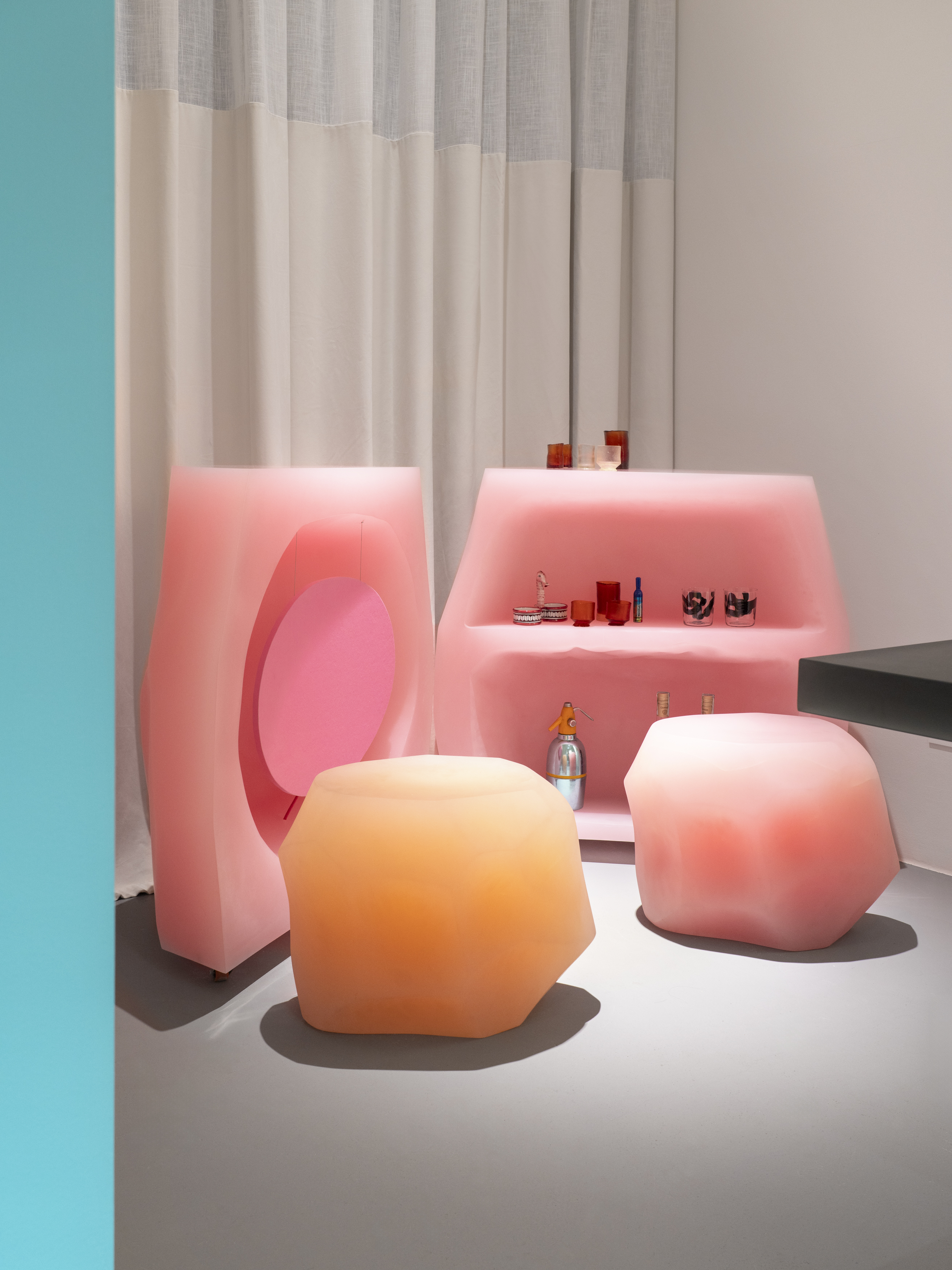 collectible furniture installed in a gallery space