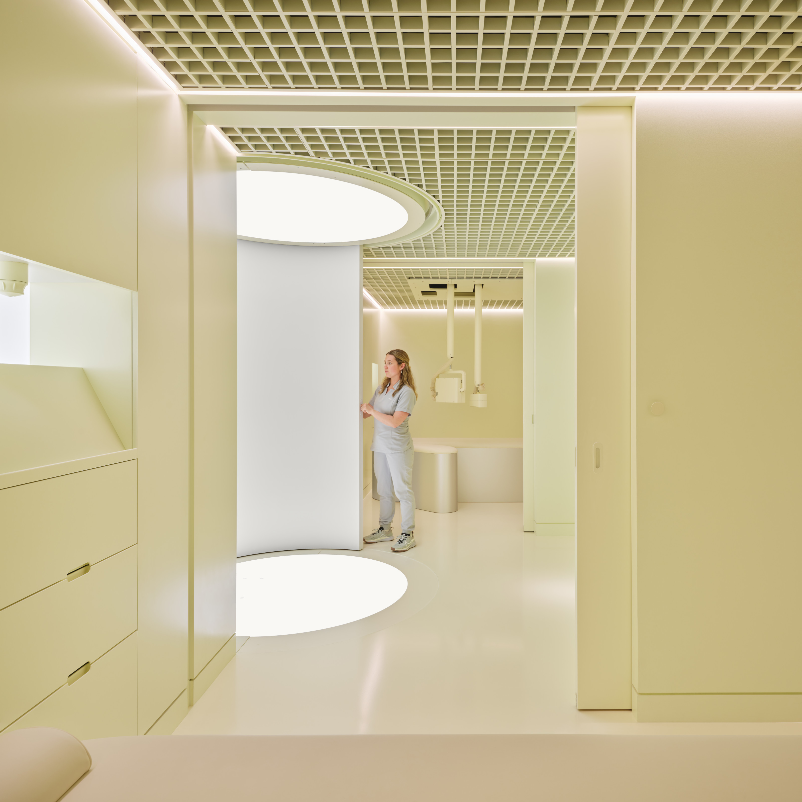A scanning suite at Neko Health Spitalfields, showing the circular body imaging space