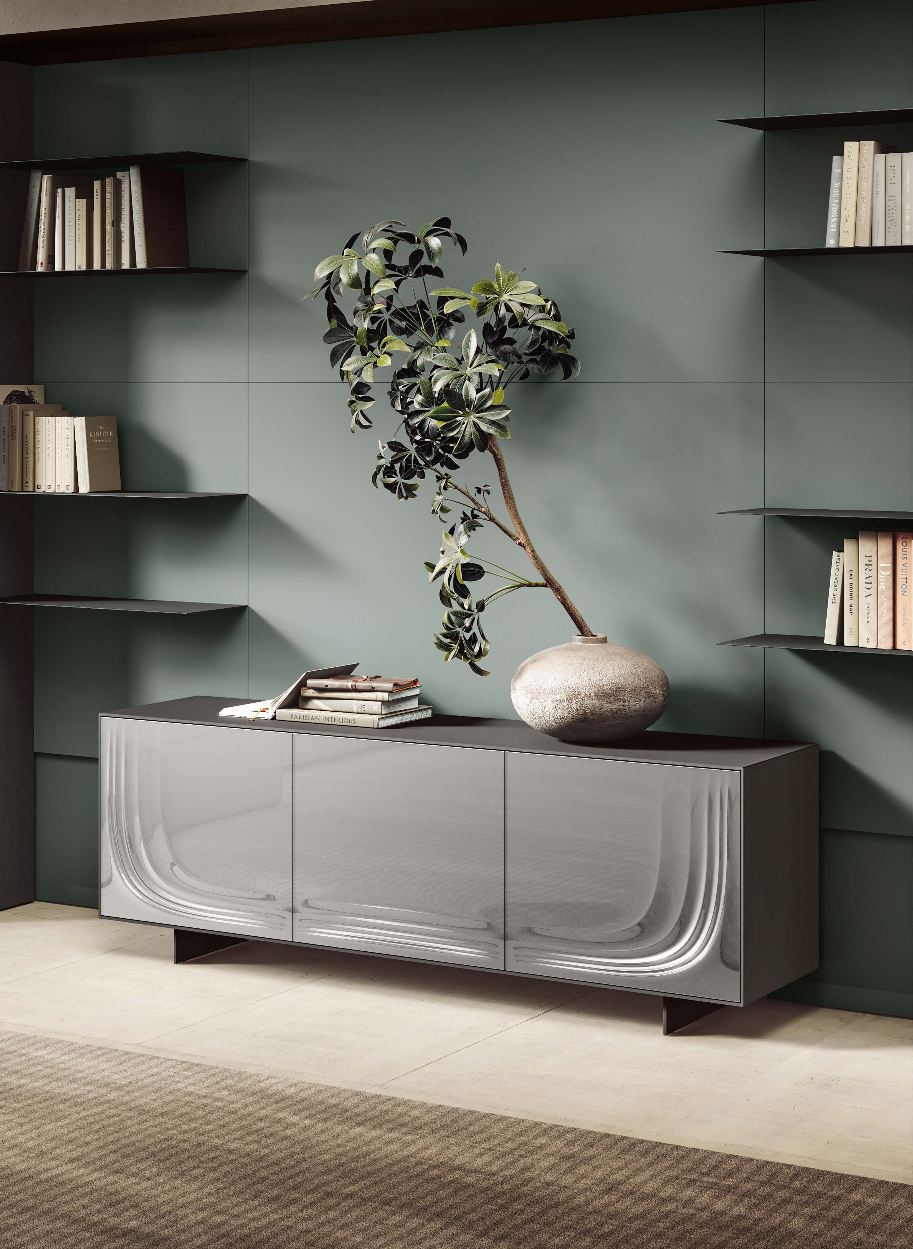 Sculptural sideboard by Febal Casa with Zaha Hadid Architects