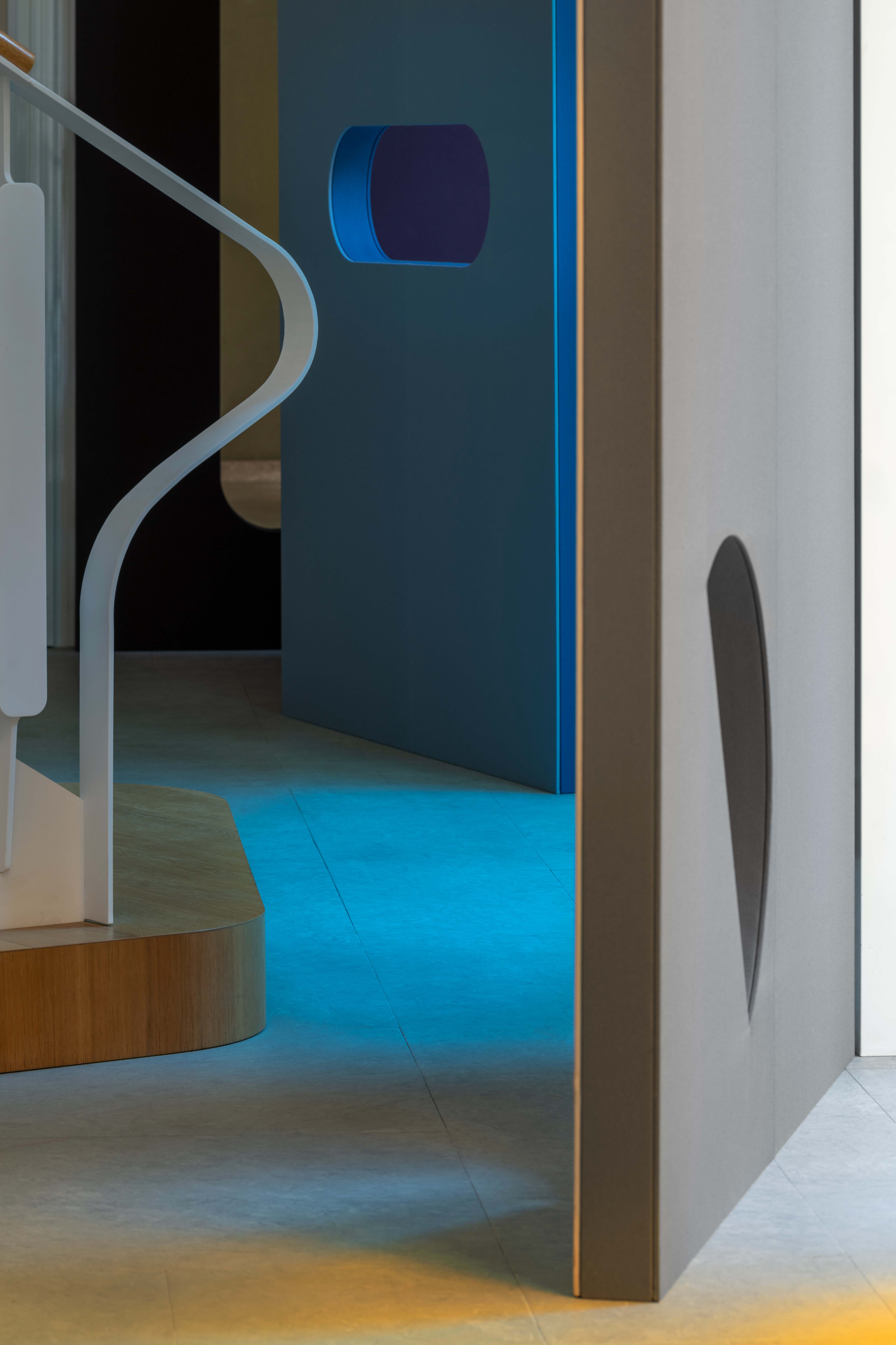 Abstract shapes and shadows made using colourful textiles and glass