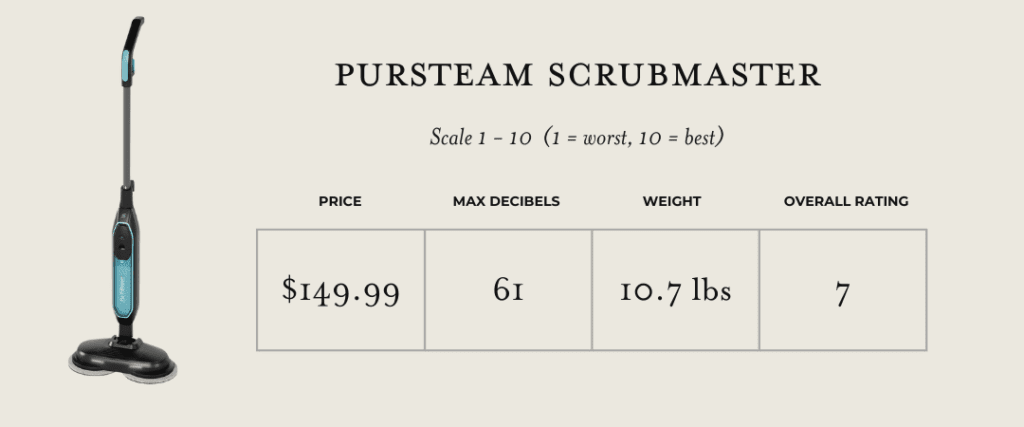 PureSteam Scrubmaster Steam Mop benefits chart