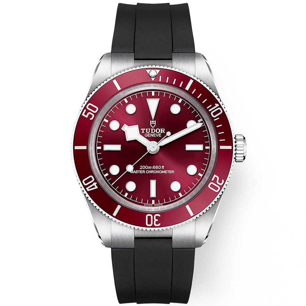 Black Bay 58 Burgundy Red Dial & Bezel Rubber Strap Watch