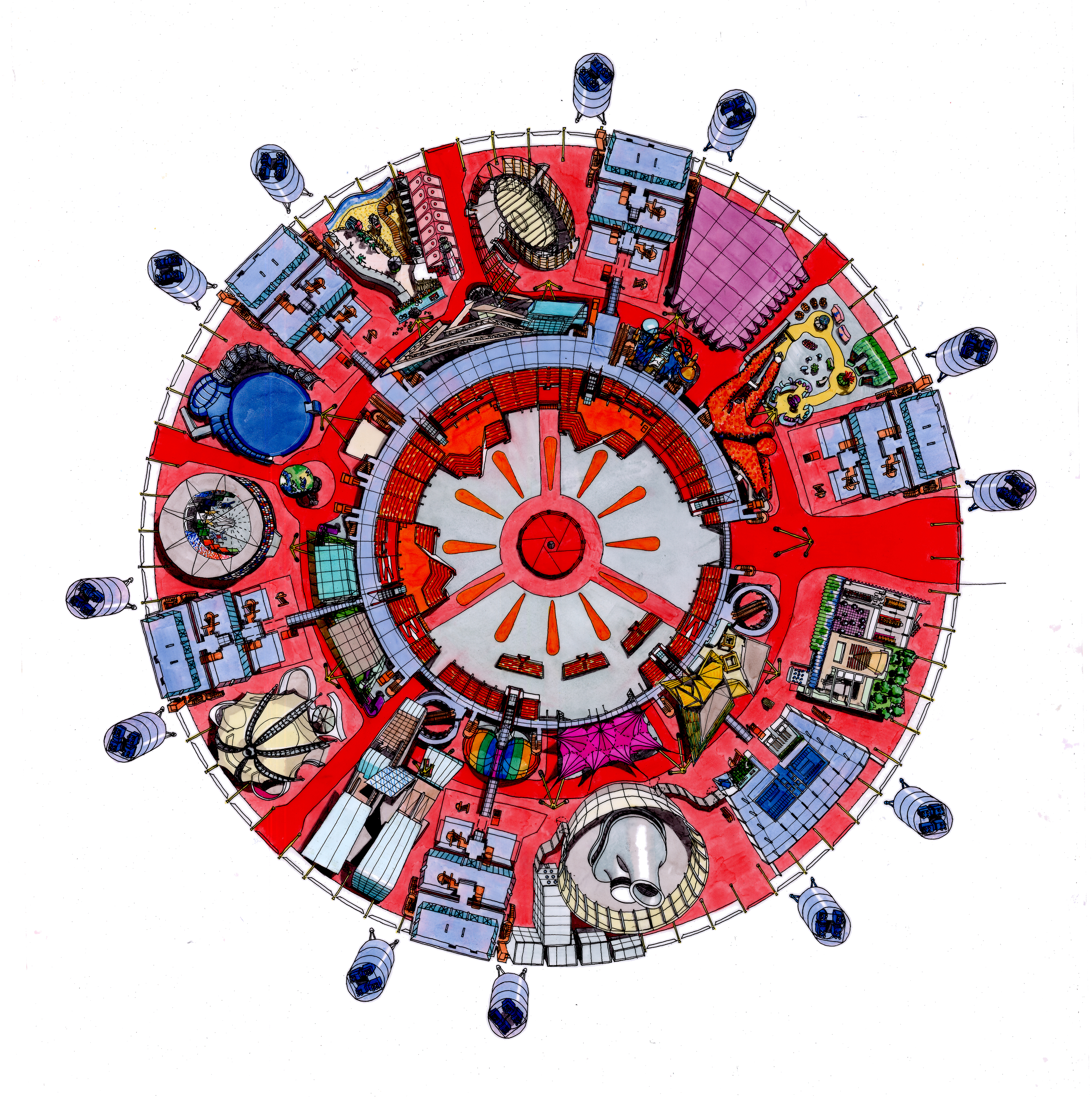 richard rogers: talking buildings millenium dome drawing