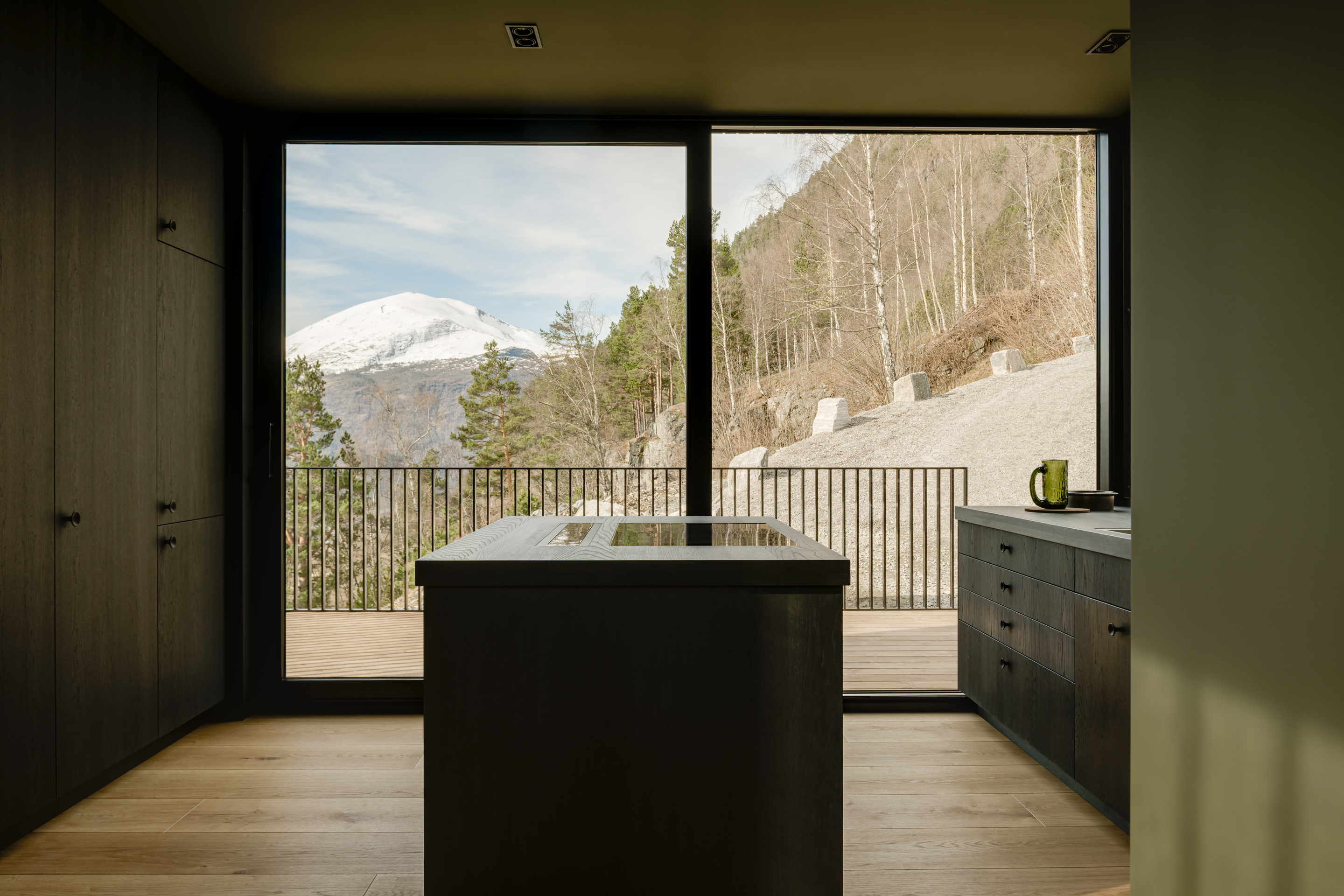 The kitchen, overlooking its own terrace