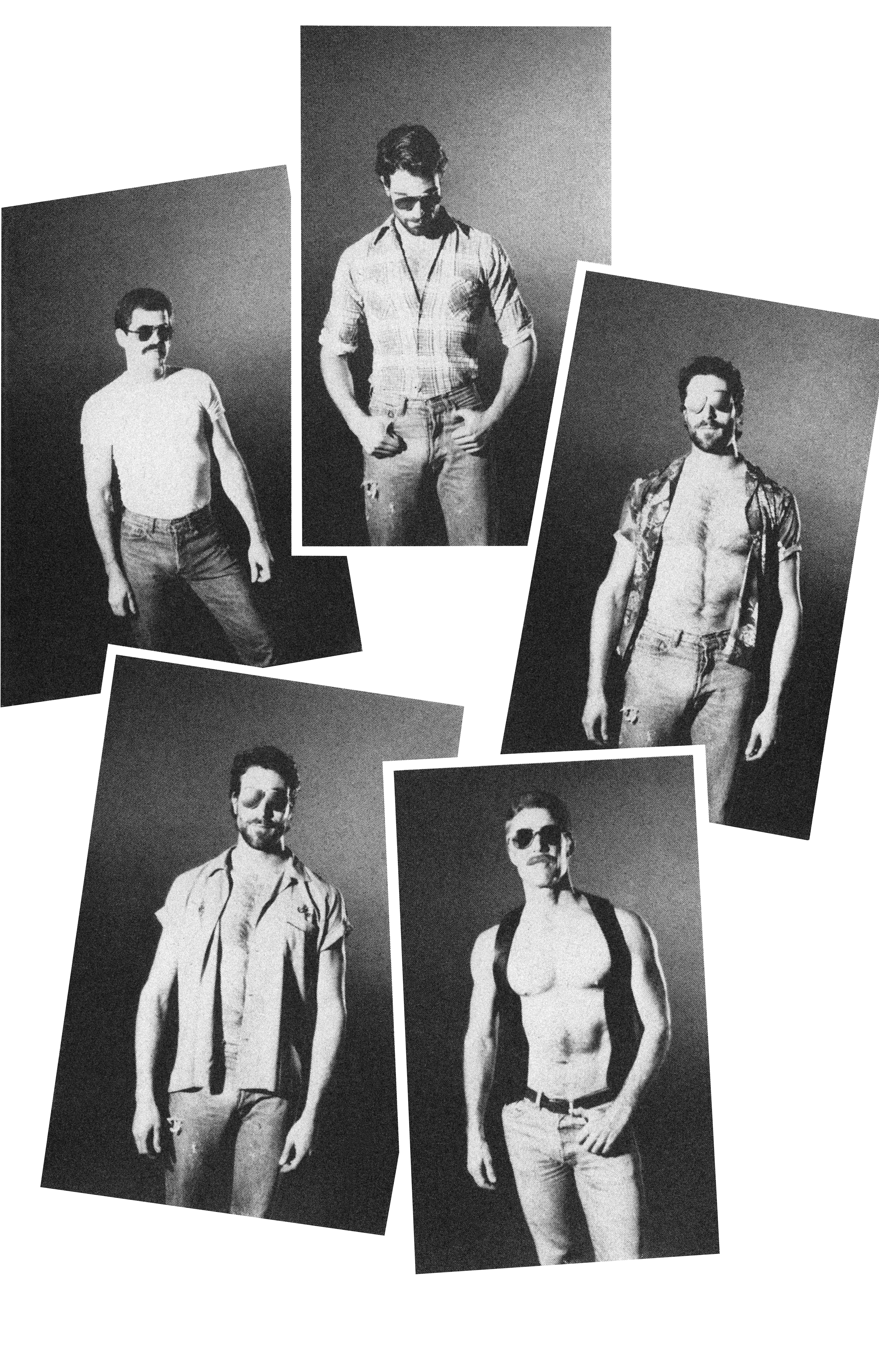 page from The Butch Manual featuring black and white photos of gay men posing