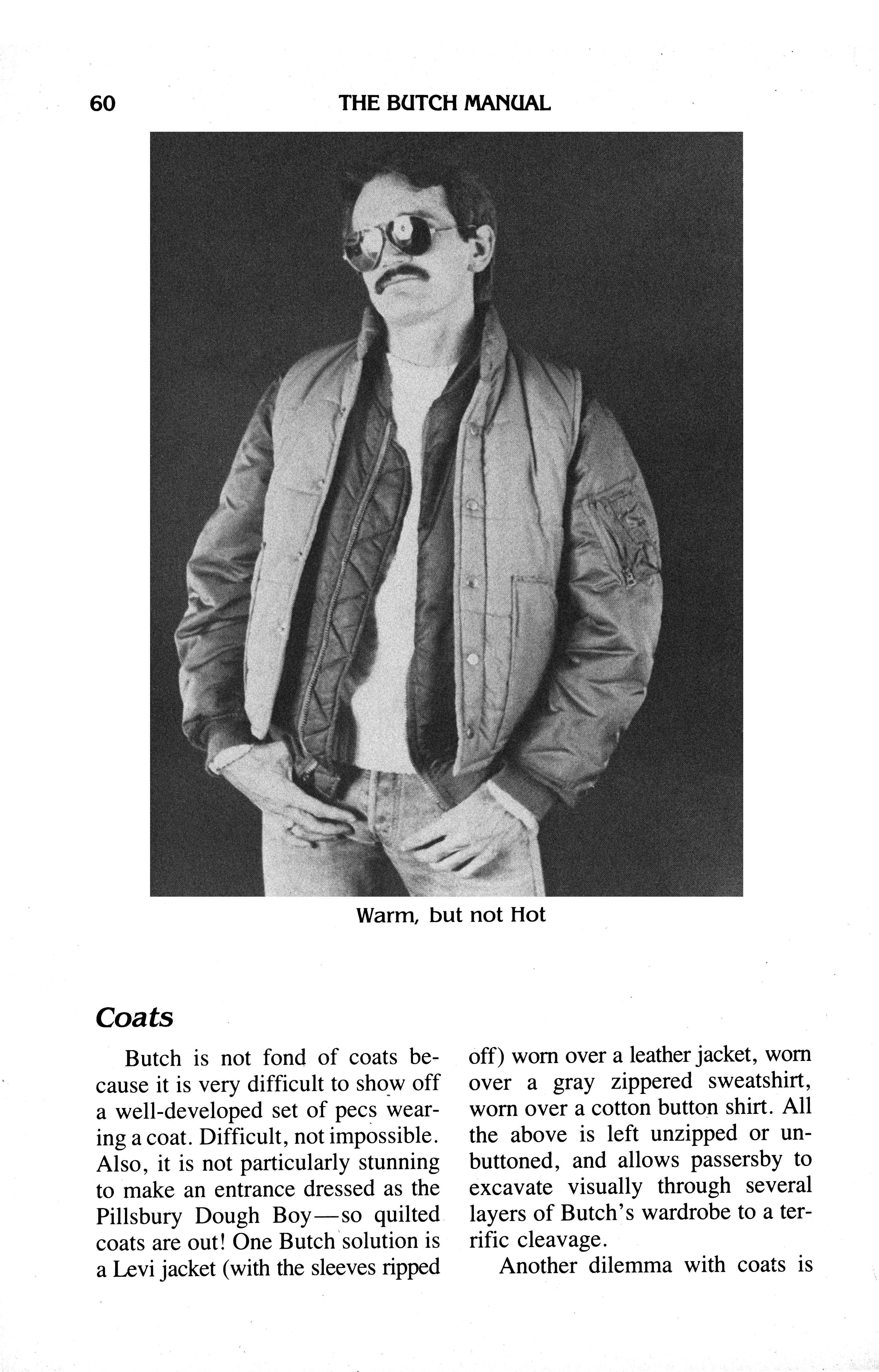 page from The Butch Manual, with tongue-in-cheek advice on coats