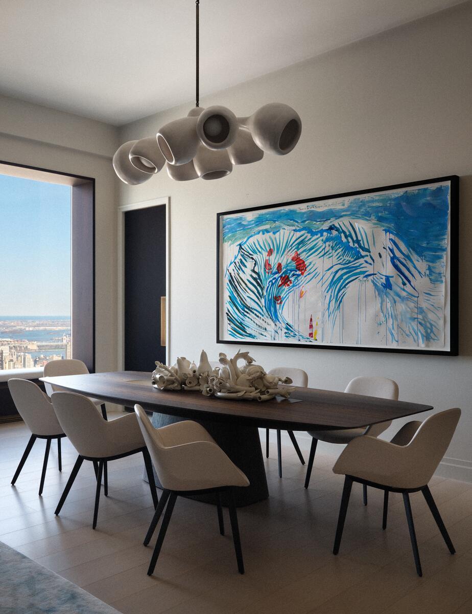 Dovigi apartment in 432 park avenue interiors with big picture frame windows