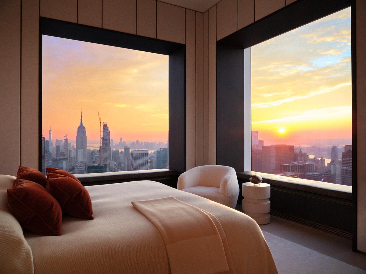 Dovigi apartment in 432 park avenue interiors with big picture frame windows