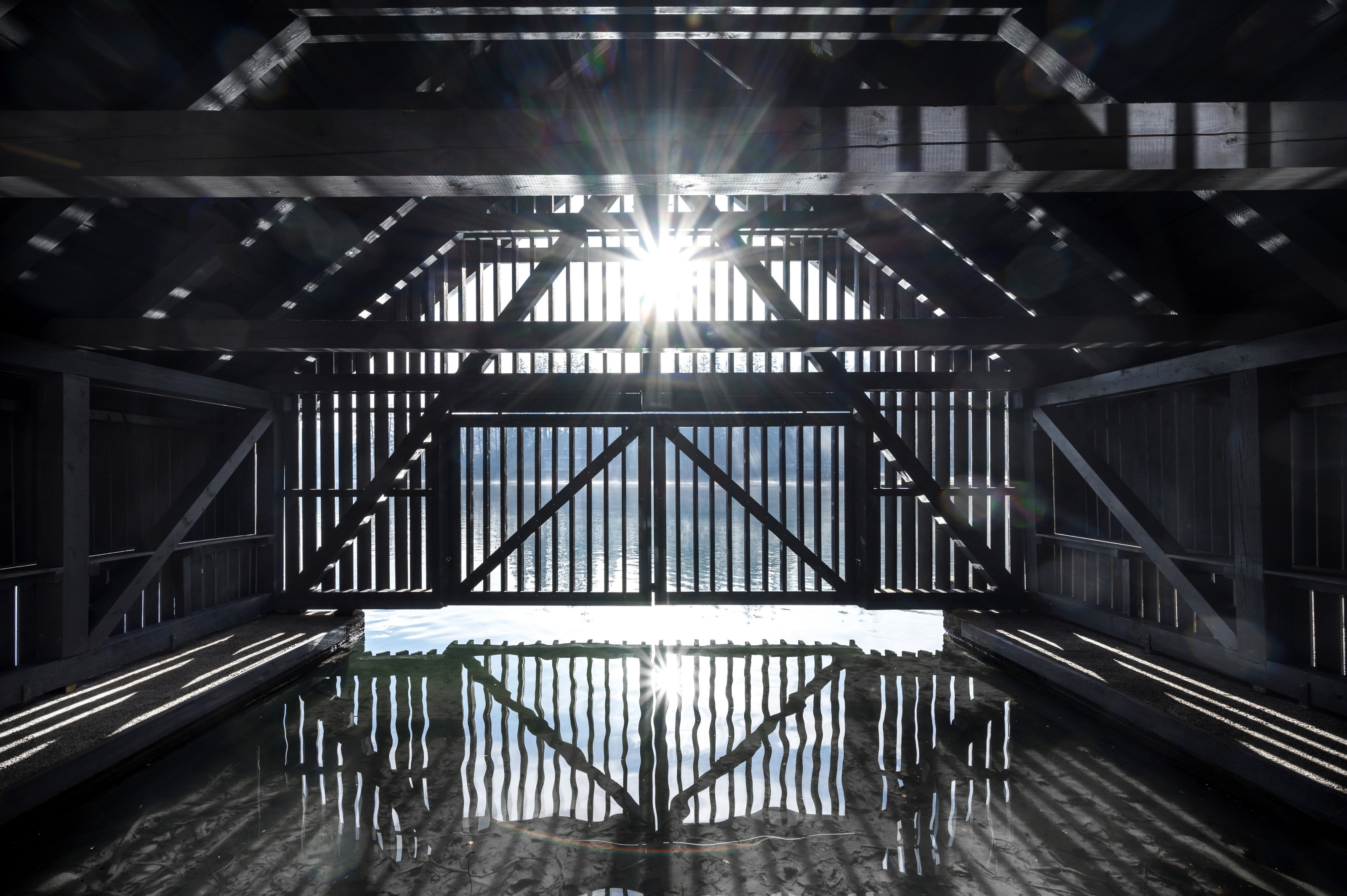 Inside Boathouse Zaka on Lake Bled