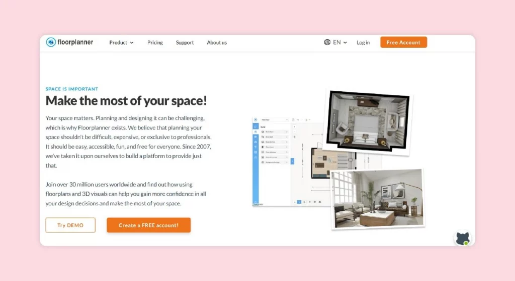 Floorplanner is a web-based interior design application