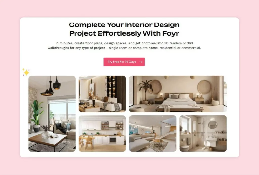 Foyr is one of the most popular interior design tools for professionals