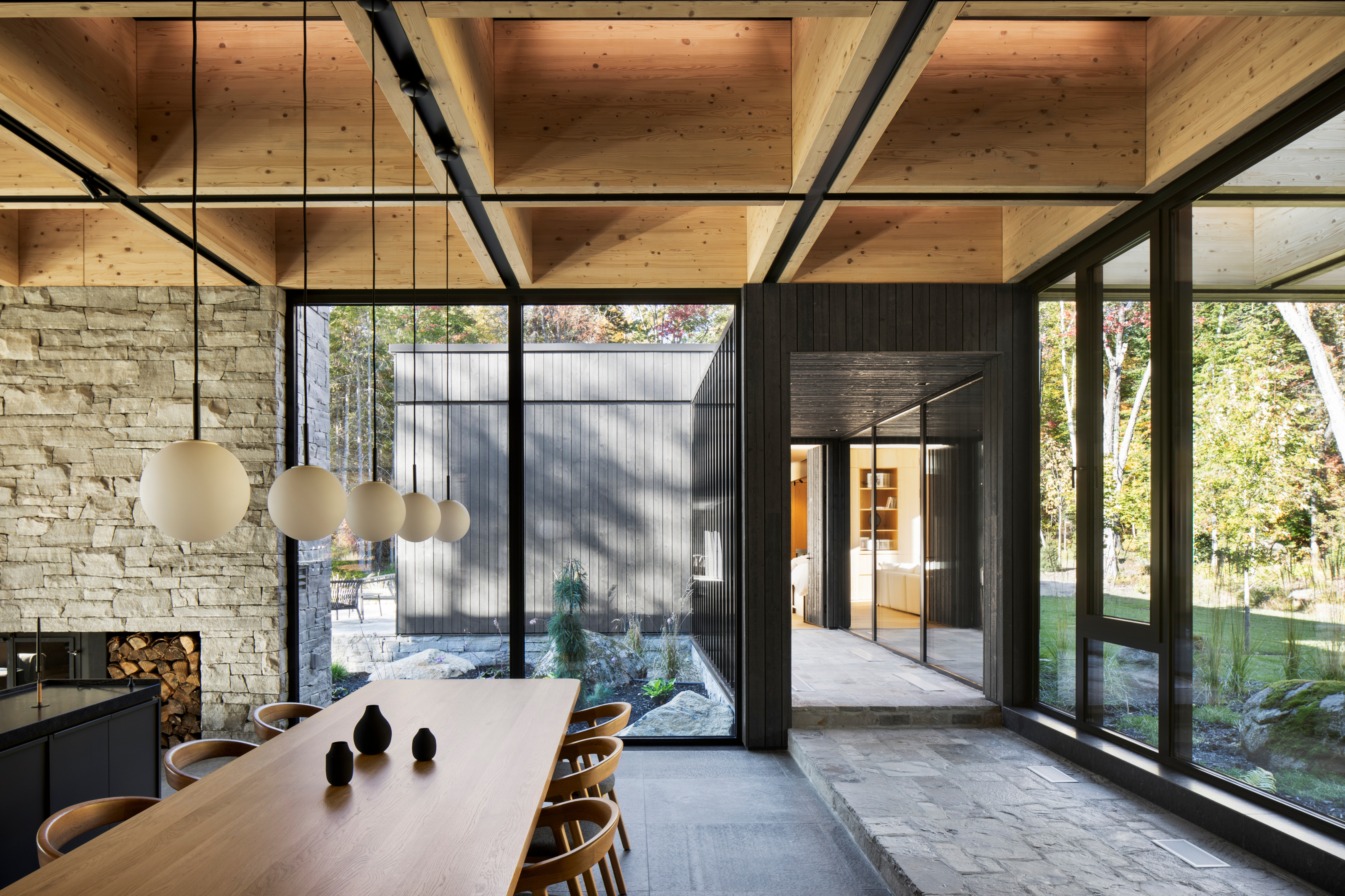 Looking through to the primary suite from the dining area