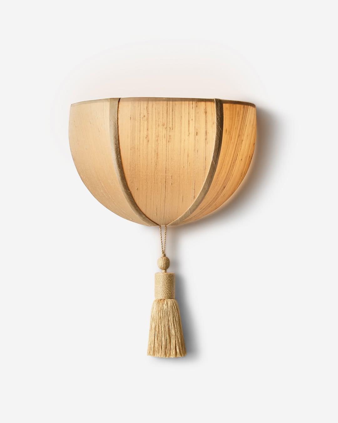 Lantern with off-white silk shade and tassel