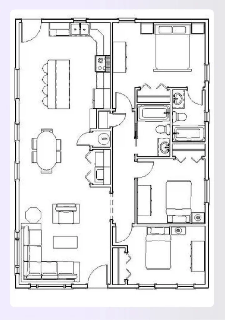 A compact small 3-bedroom house plan layout A compact small 3-bedroom house plan layout
