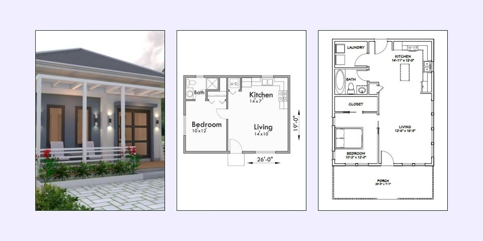 Fluid 1-bedroom house plan with seamless indoor-outdoor spaces