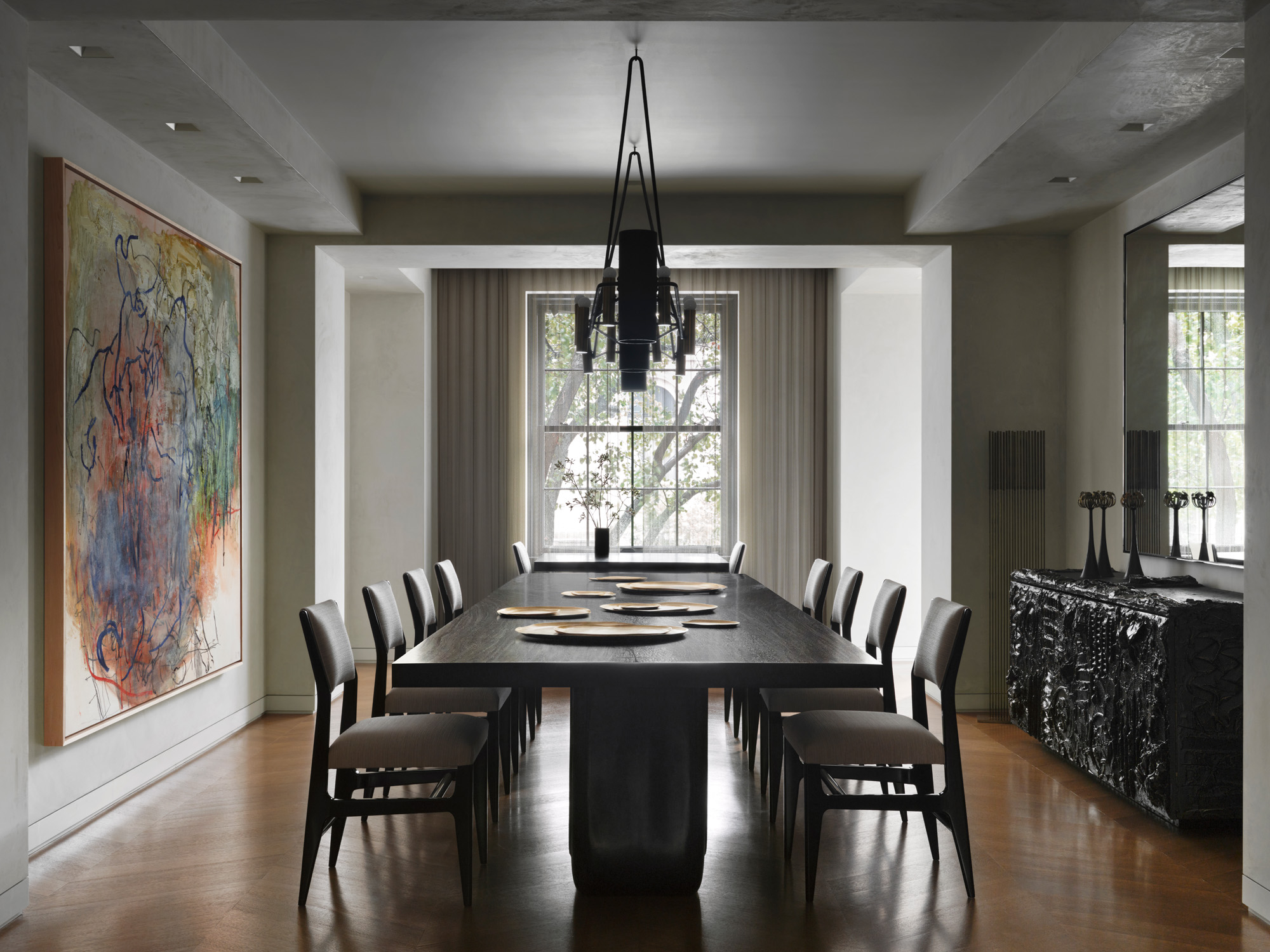 minimalist interior in mostly monochromatic tones at Victoria Blau apartment, New York