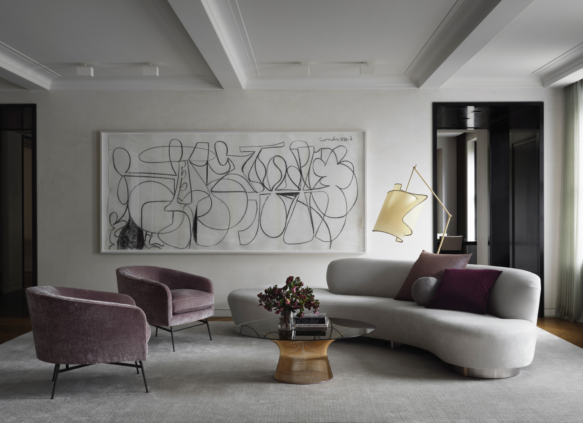 minimalist interior in mostly monochromatic tones at Victoria Blau apartment, New York