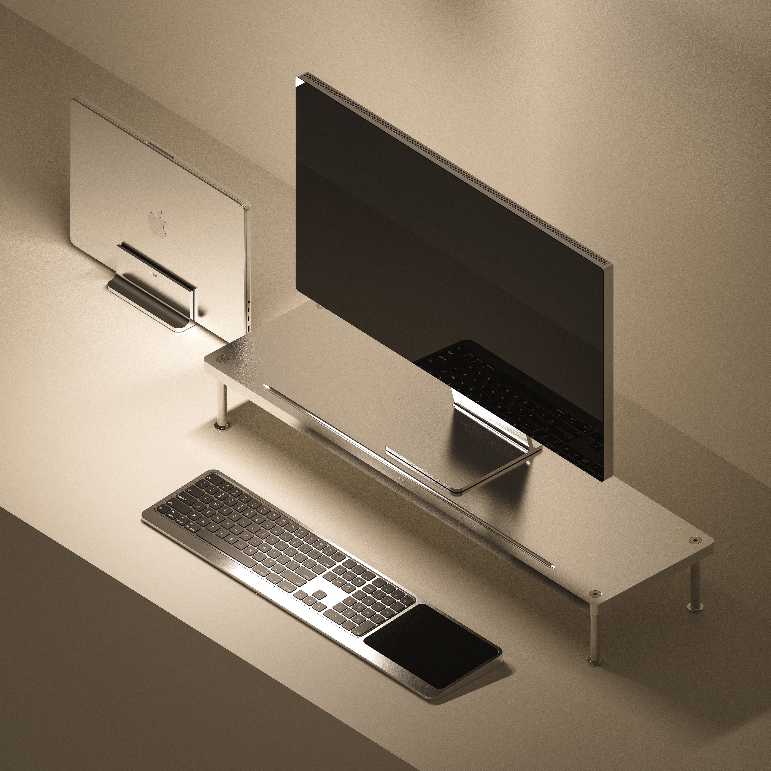 Vertical MacBook Stand and Magic Duo Tray