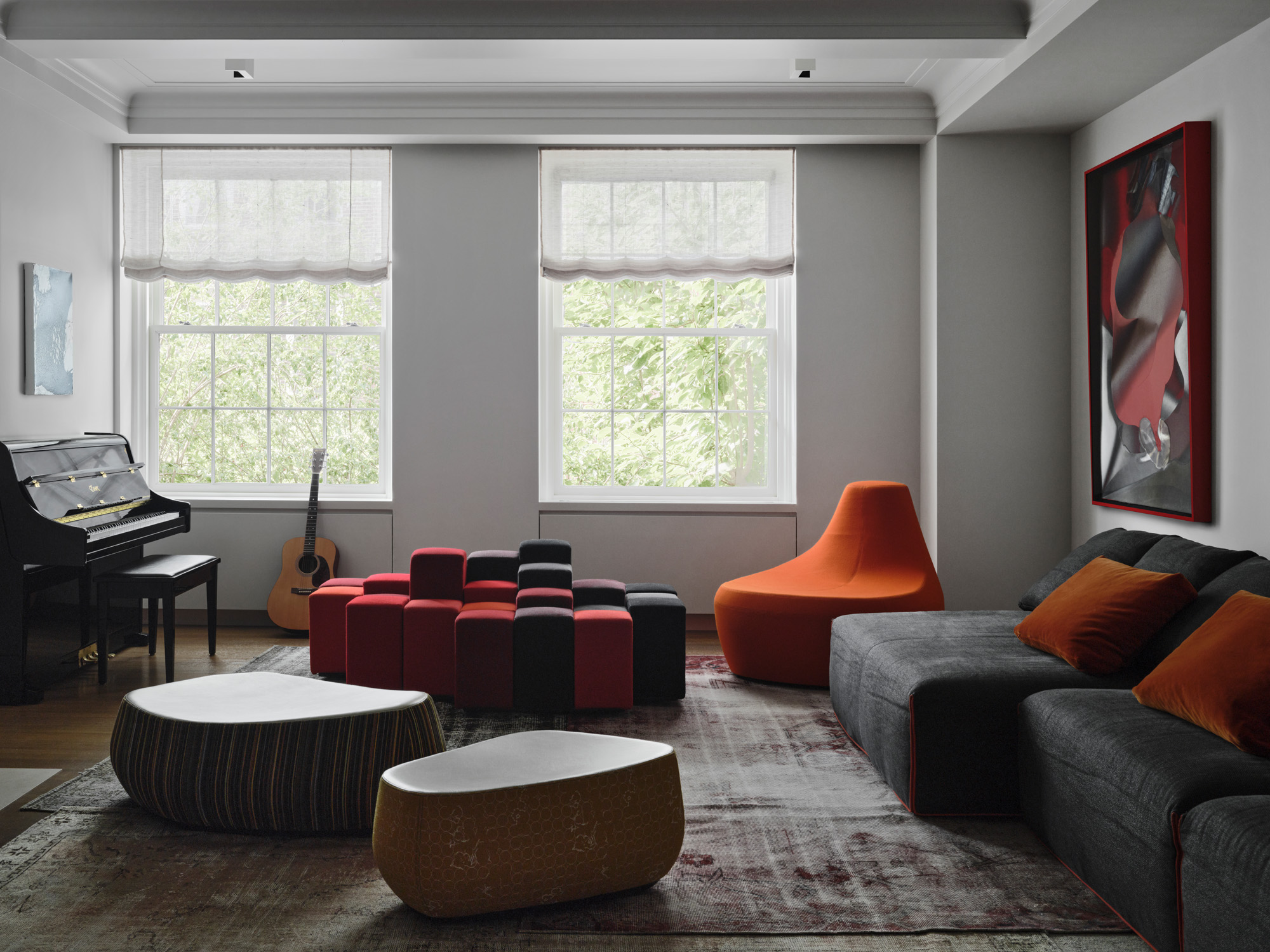 minimalist interior in mostly monochromatic tones at Victoria Blau apartment, New York