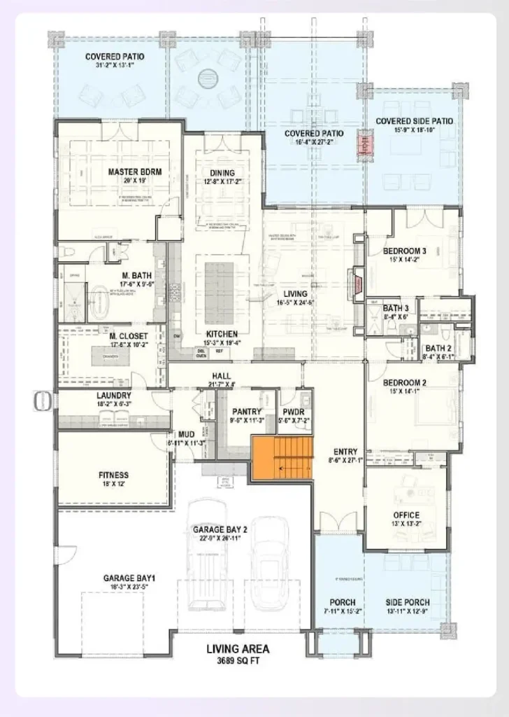 A 5-BR home plan featuring a walkout basement A 5-BR home plan featuring a walkout basement