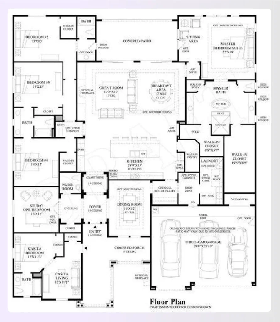 A single-story 5 br home plan floor plan A single-story 5 br home plan floor plan