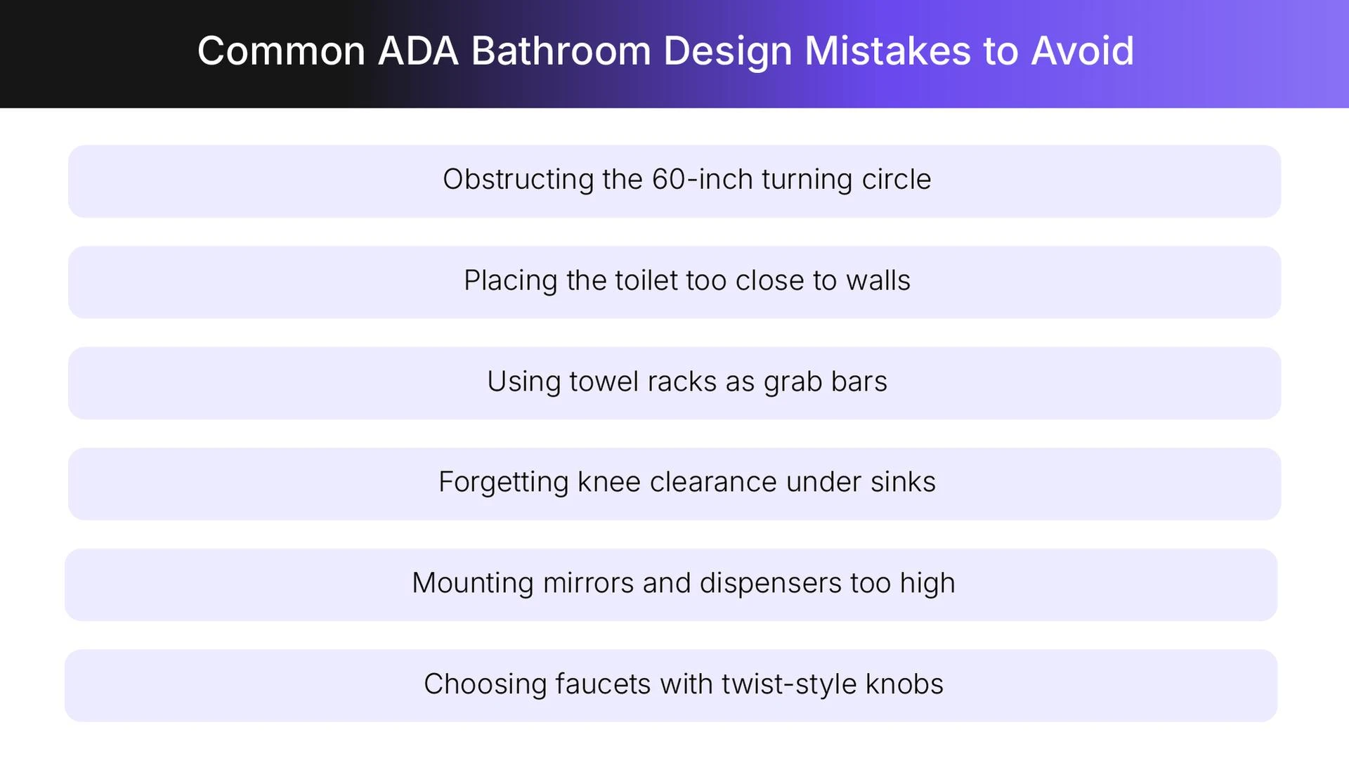 ADA Bathroom design mistakes to avoid