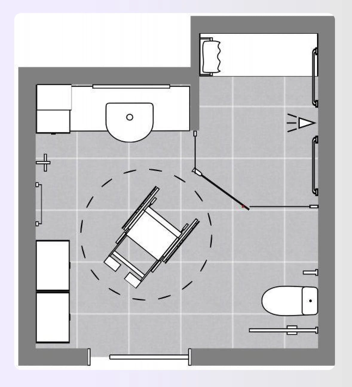 Companion care bathroom with caregiver space Companion care bathroom with caregiver space