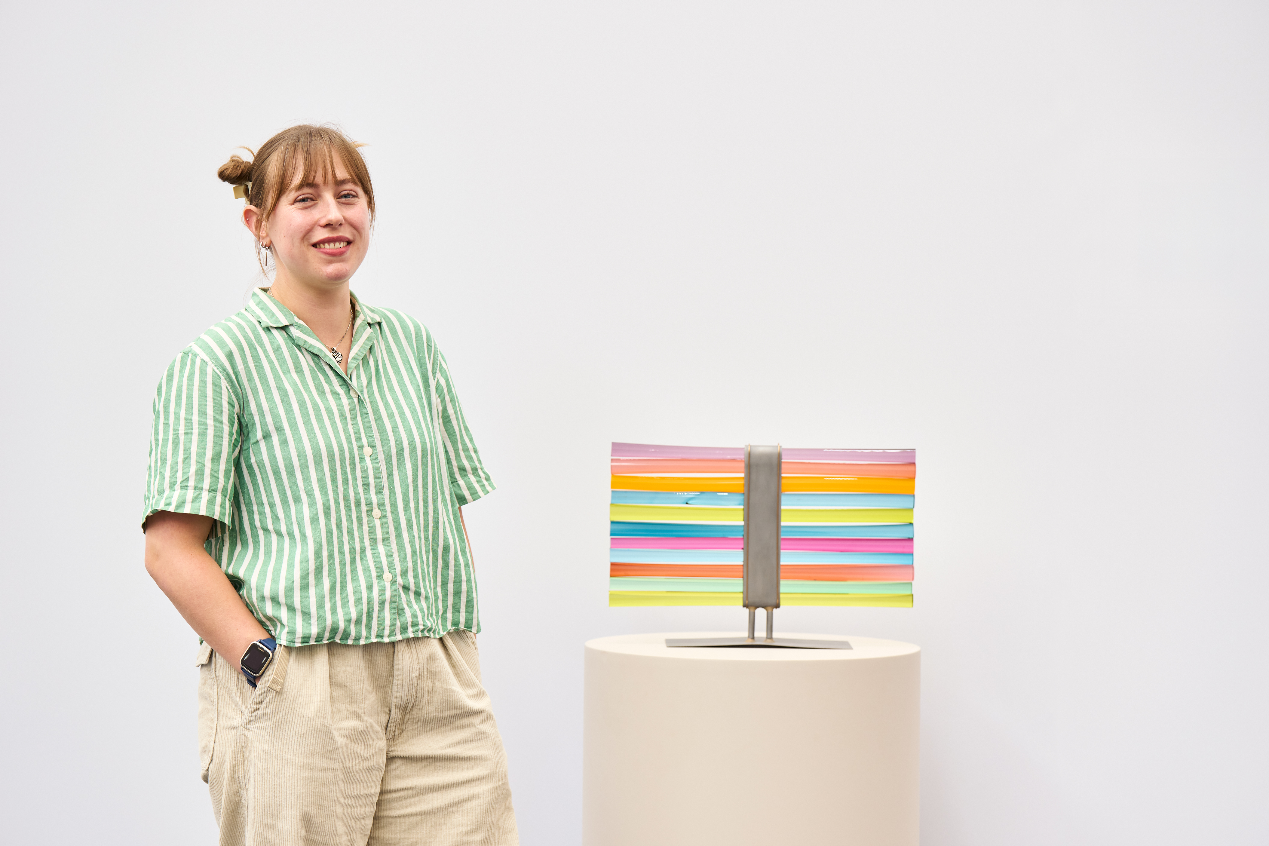 woman in front of work