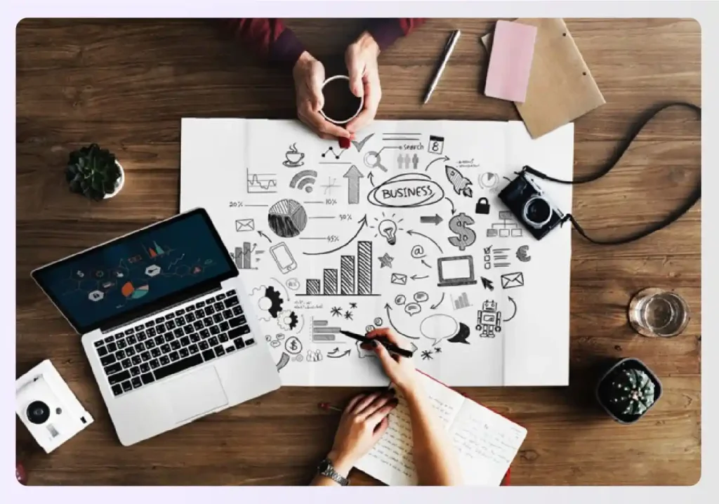 Two designers creating a business financial plan