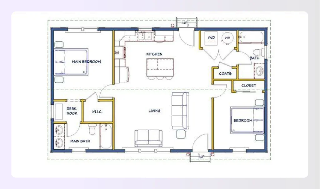 Ranch style house plan 1000 sq ft and under