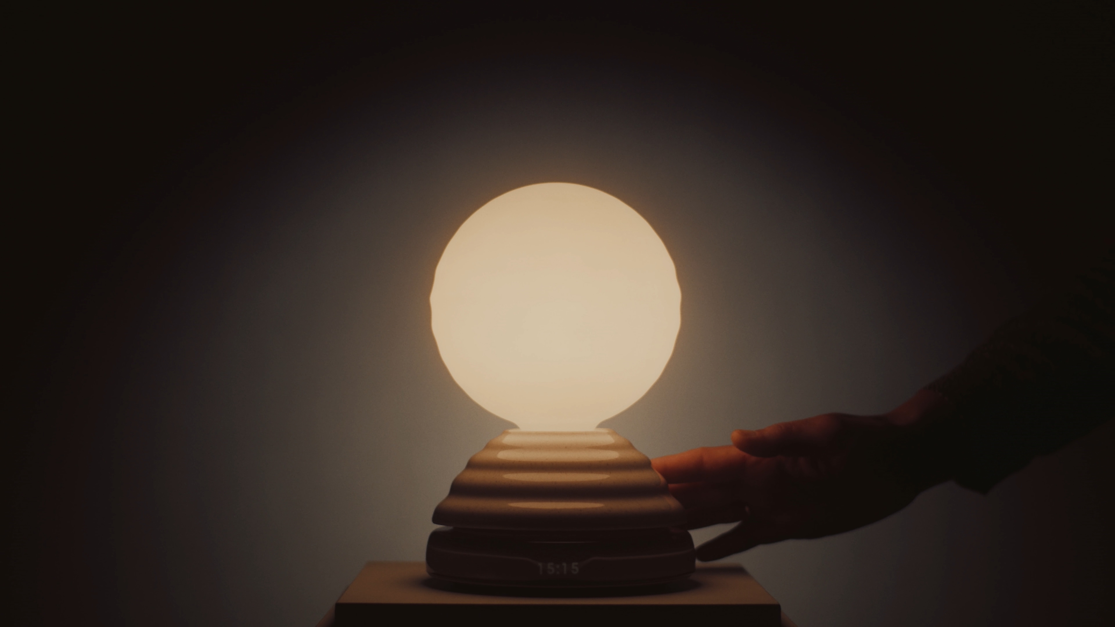 ceramic and glass lamp with orb-like design